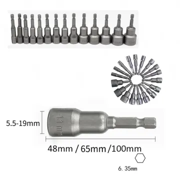 1/4" Socket Bit Holder with Magnetic Nut Setters: Metric & Imperial Sizes (5-19mm)