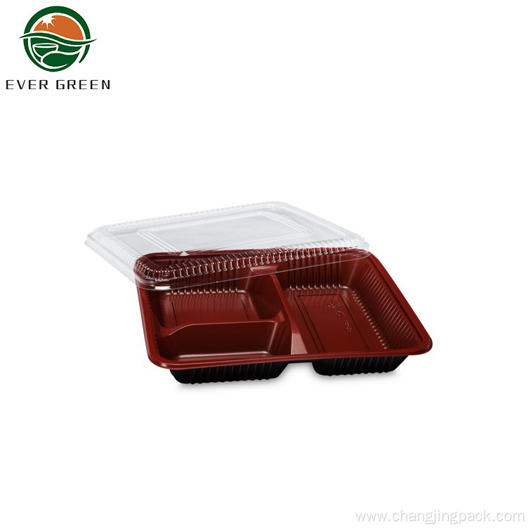 Hot Lunch Food Container Disposable 3 Compartment Tray