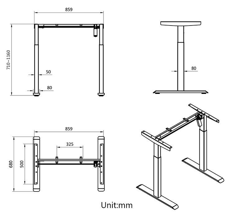 standing desk dimension