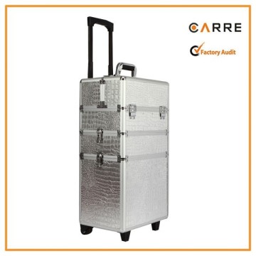 silver crocodile pattern salon beauty aluminium trolley case