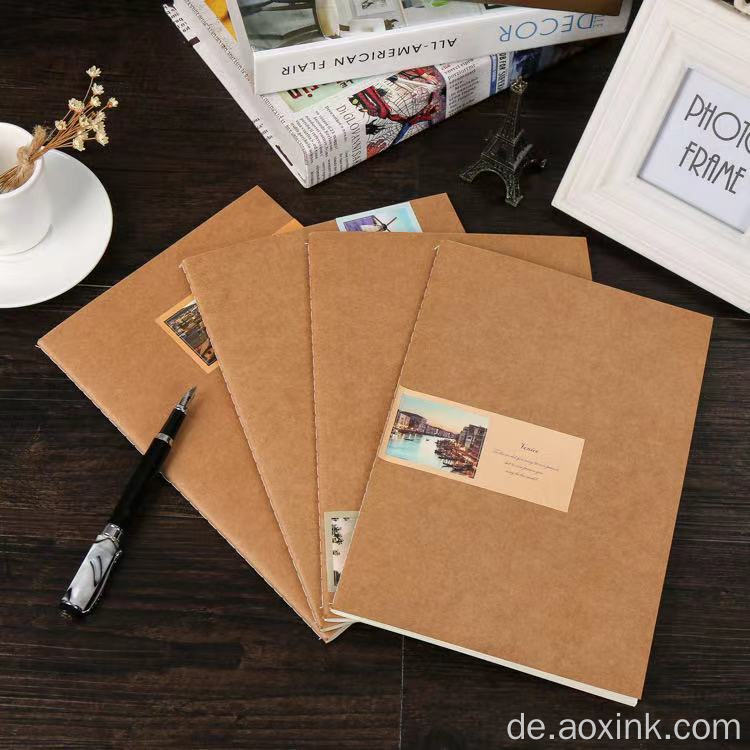 Benutzerdefinierte minimalistische Notebook Kraftpapierstich -Notebook
