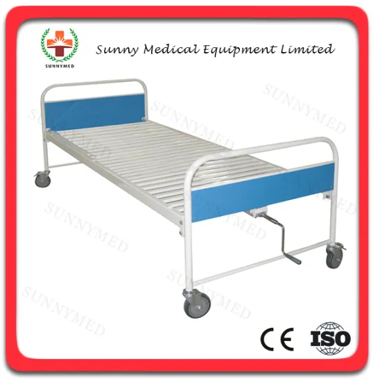 SY-R015 Plastic-spray steel Guangzhou Sunnymed hospital care bed with one crank