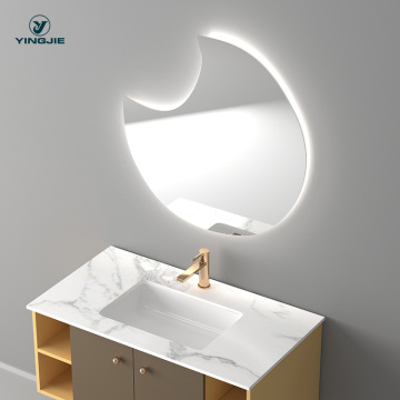Large Moon Makeup Table with LED Mirror for Hotel Bathroom Vanity Cabinet