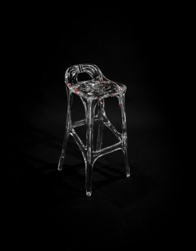 Red Flower Ripple Base Transparent Bar Chair