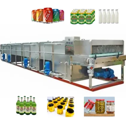 Food Pasteurization Line: Glass Jars, Cans, Pickles, Vegetables, Soft Drinks, and Fruit Juices