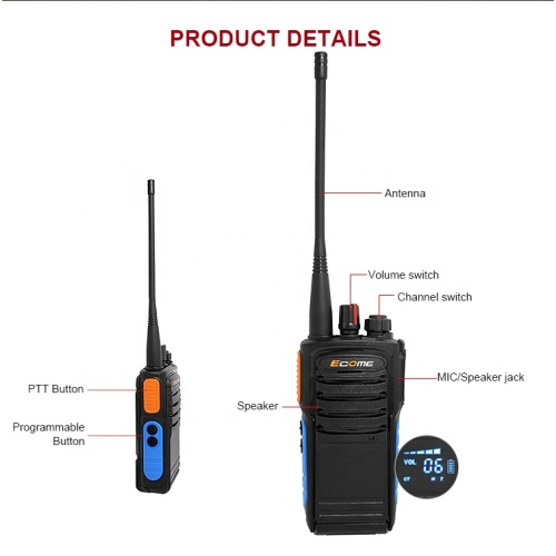 Ecome ET-980 Langstreckenkampfspiel Walkie Talkie UHF Kommunizieren Sie Handheld Two Way Radio