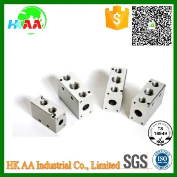 Custom precision anodized aluminum CNC machined hydraulic valve housing