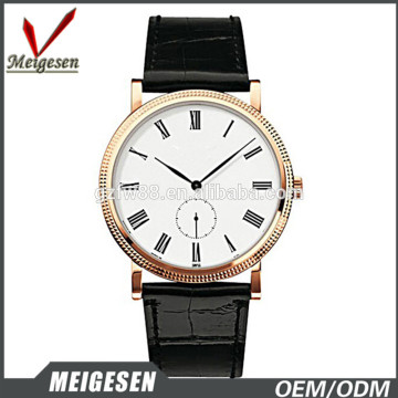 High standard best selling customize black leather band men watch