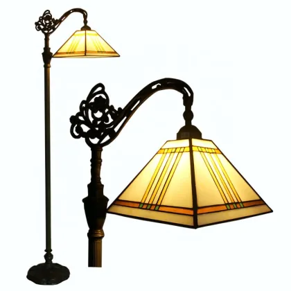 LongHuiJing 12Inch Yellow Tiffany Style Reading Lamp
