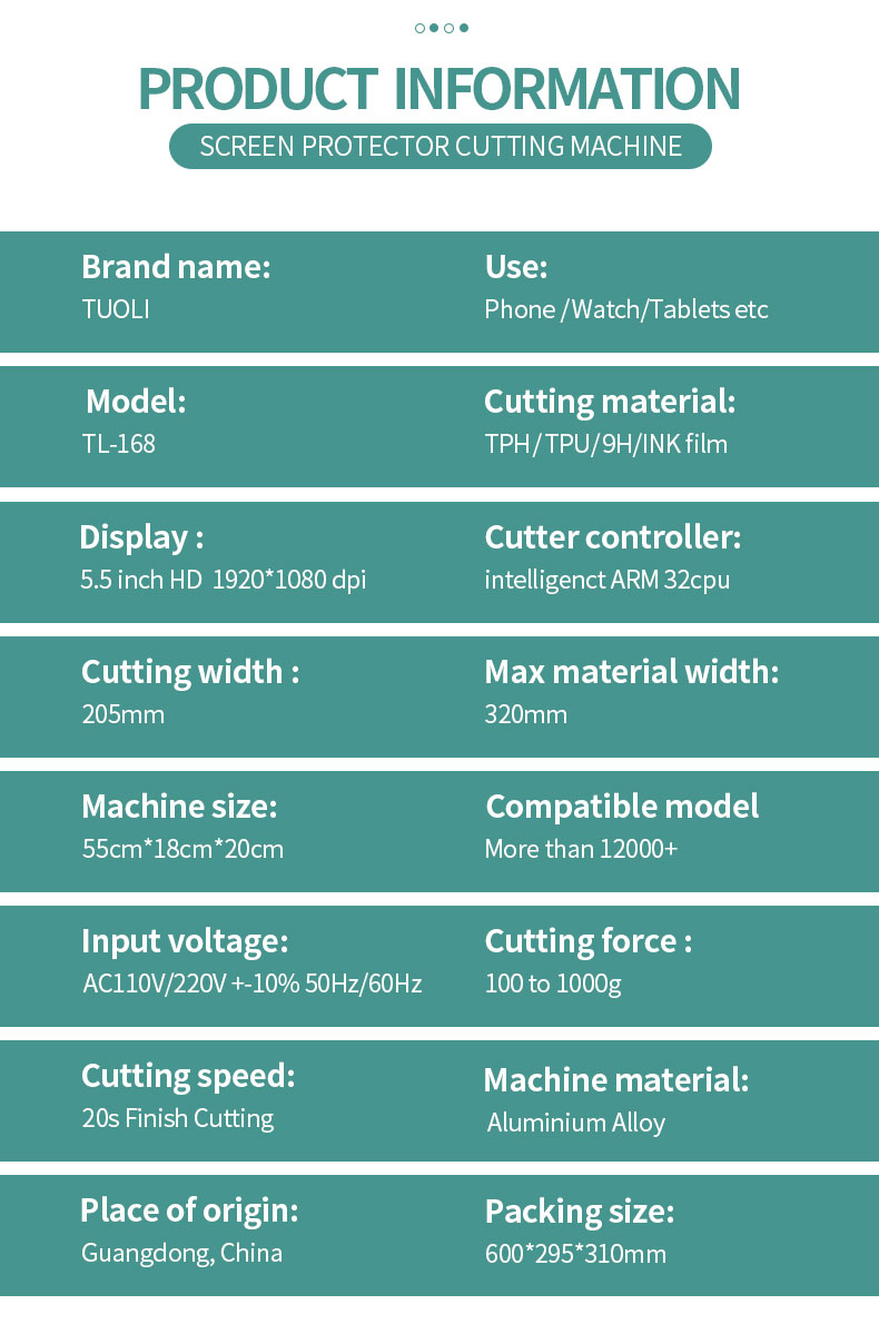 TL168 Hydrogel Tpu Film Cutter