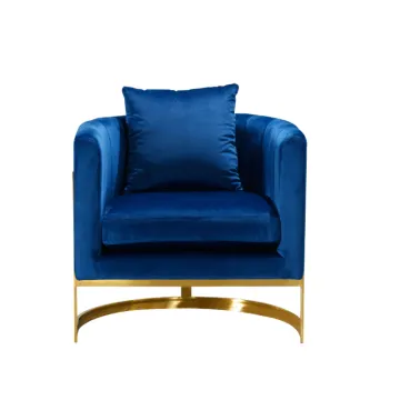 Modern Metal Frame Luxury Velvet Leather Lounge Chair for Living Room
