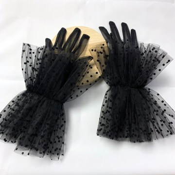 Black White Sheer Lace Tulle Gloves Slim Thin Bridal Wedding Gloves Photo Shooting Party Dress Gloves Guantes Transparentes Dot