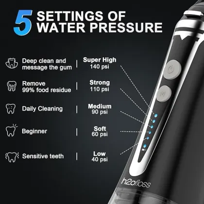 Portable 2500mAh h2Ofloss Water Flosser - Cordless Oral Care Dental Water Flosser & Irrigator