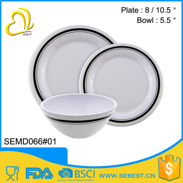 better quality melamine plastic plate bowl white tableware