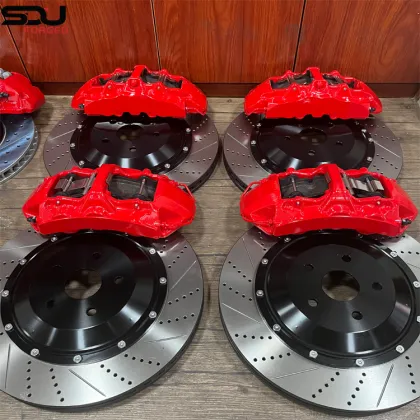 Tuning Brake Systems: BBK Electronics Big 8 Piston Brake Kit in Red with Drilled Slotted Disc for LS500, LS300, LC200, LC300, LX570, ES, GX