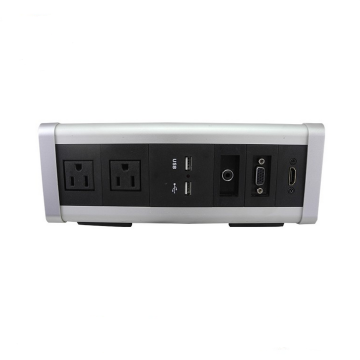 Aluminum Sliver triangle Pop Up Sockets With Audio / Video / VGA for office funiture