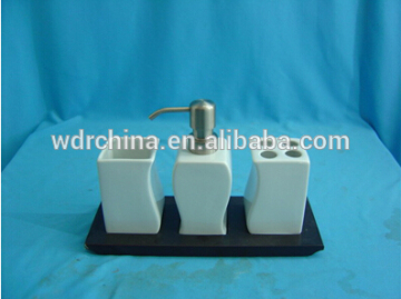 Made in China ceramic soap dish cheap bathroom furniture set soap dispenser