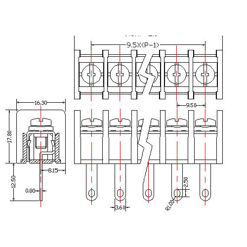 AT845-9.5XXX-BW Barrier Terminal Block Pitch9.5mm 