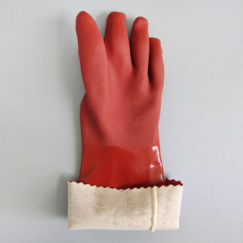 PVC rojo oscuro acabado arenoso guantes a prueba de agua protectores