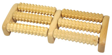 Wood Foot Massager 6 Rows Wooden Roller Stress Relief Body Massage Relax Feet