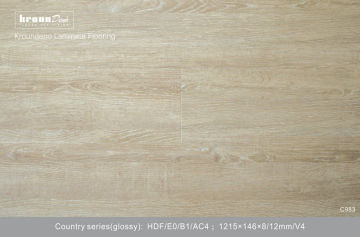 Glossy Oak Pat Grey Laminate Flooring With Waterproof 12 Mm European Retro