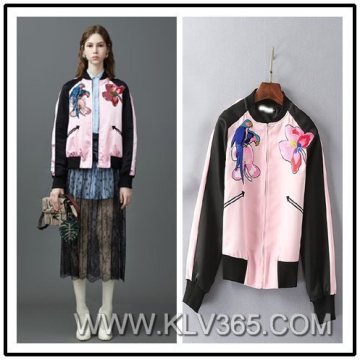 Latest Jacket Design Women Lady Spring Autumn Fashion Embroidery Short Baseball Jacket