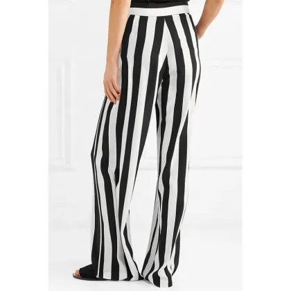 High Slit Striped Palazzo Pants Manufacture Wholesale Fashion Women Apparel