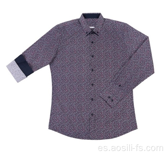 Camisa de algodón estampada tejida para hombres de buena calidad