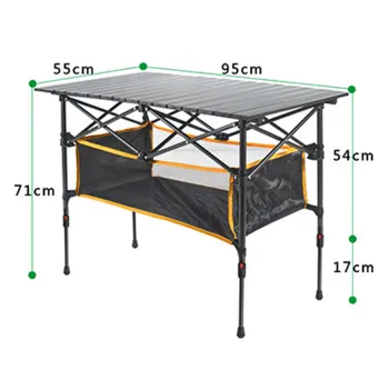 Hot Sale Custom Logo Black Steel Modern Aluminum Portable Folding Picnic Table with Adjustable Height Legs - Perfect for Outdoor Camping