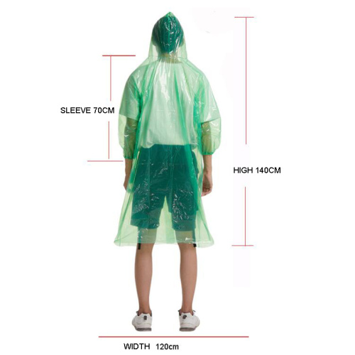 Emergency pocket PE disposable raincoat with sleeves