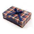 Two Doors Opening Plaid Box With Ribbon Closure