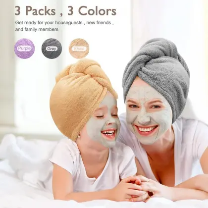 women bathroom microfiber bath towel hair dry cap