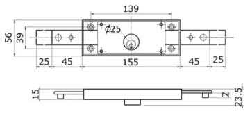 Central roller shutter lock straight bolt
