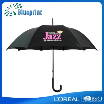 jazz style promotion wood curved handle stick rain umbrella
