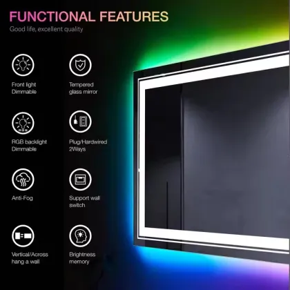 Backlit Rectangle Smart LED Bathroom Mirror