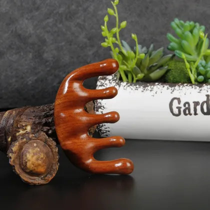 Wooden Scalp Massager Comb - Handmade Sandalwood Gua Sha Comb