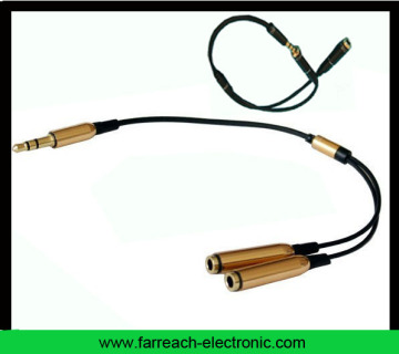 New! ! ! Gold Plated 3.5mm Headphone Splitter Jack Cable 1 in 2 out Stereo Audio for iPod iPhone