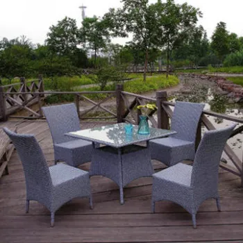 4 Pieces Rattan Table Set with 5mm Crude Round Wicker, Available in Various Sizes