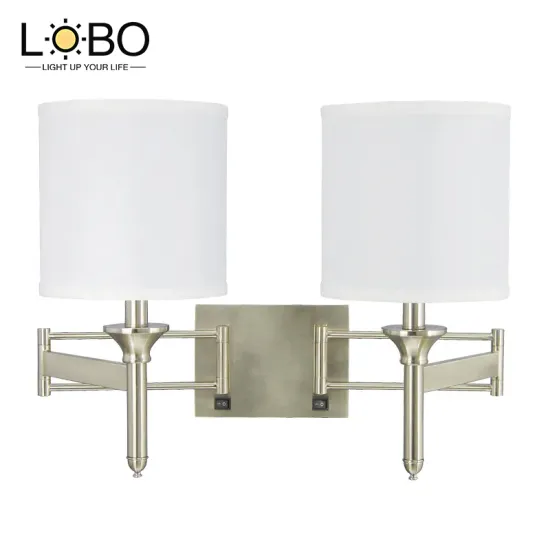 Hampton Inn Metal Swing Arm Wall Sconce Light - Nickel Modern Adjustable Bedroom Lamp