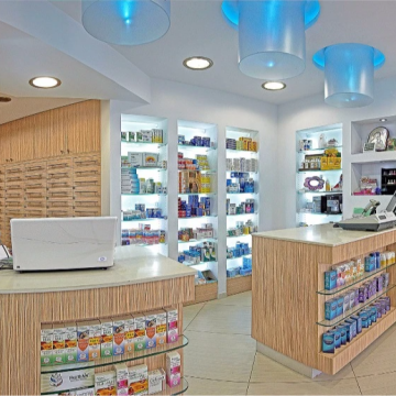 Modern Medical Store Interior Design: Pharmacy Display Furniture & Shop Layout