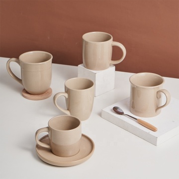 Japanese Style Stoneware Coffee Mugs with Handle