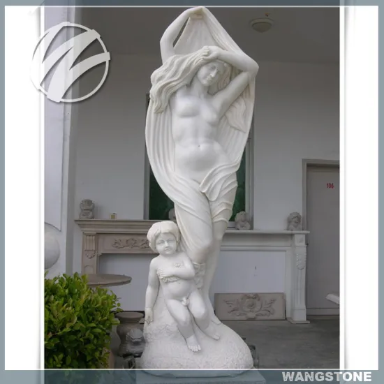 Marble Nude Elegant Mother and Child Garden Statue