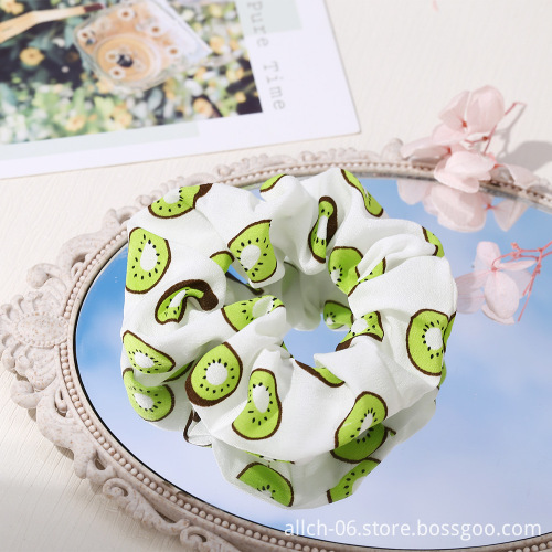 New Design Women Elastic Hairbands: ALLCH RTS Bright Color Scrunchy Soft Hair Fruit Pattern Bands Gift