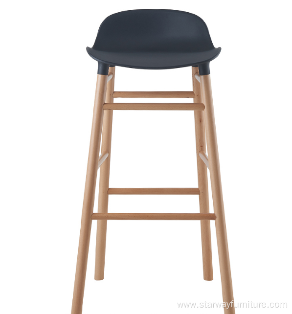 Classical Design Chair Plastic With Solid Wood Barstool