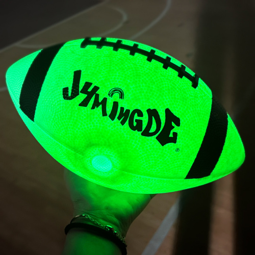 Green led light up bright glowing illuminated football that glows in the dark