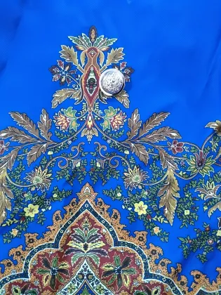 Elegant Blue Floral Print Turn-Down Collar Blazer
