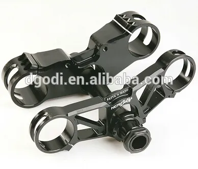 cnc machining black anodized aluminum triple clamp as chinese motorcycle spare parts