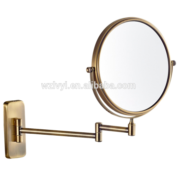 Most popular OEM design foldable glass round bronze bathroom cosmetic mirror