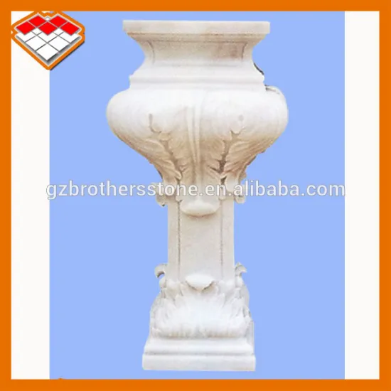 White Marble Stone type Carved Stone Roman Pillar