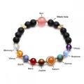 Gemstone Planetary bracelet Natural Stone Quartz Elastic Adjustable Bracelet for Men Women